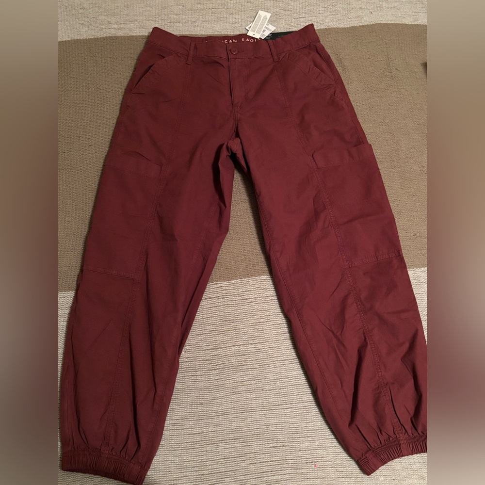 American Eagle Outfitters Women's Burgundy Baggy Joggers